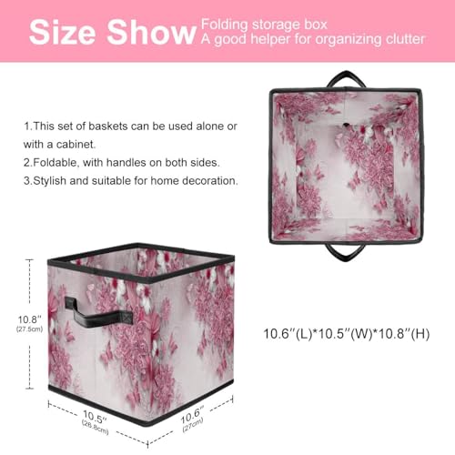 Boîte de rangement pliable pour chambre bébé fleur et papillon