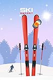  SKI REPORT PUNKTRASTER NOTIZBUCH: 6x9 Zoll (ähnlich A5 Format) Merkbuch mit Skier Ausrüstung Stöcke Brille Cover tolle Geschenkidee für Winter Sport Mann Frau Kind