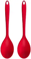 kit 2 Colheres de Silicone Vermelho Inteiriço 27 cm Resistente, Flexível e Antiaderente