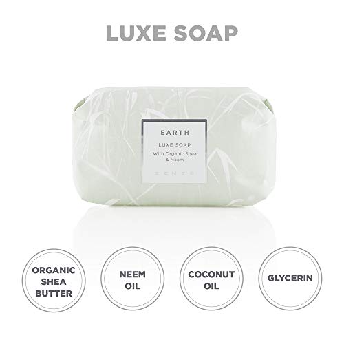 Zents Triple-Milled Luxe Bar Soap (Earth Fragrance) | Moisturizing Soap with Organic Shea Butter | Gentle Hand & Body Wash | Nourishes & Softens Skin | 5.7 oz