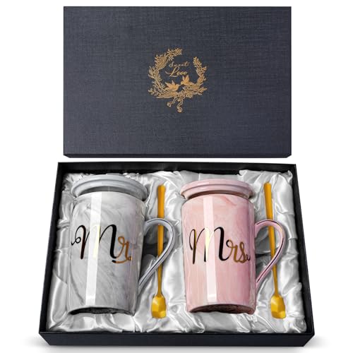 Biching-Wedding-Gifts-for-Couples-2025-Couple-Gift-for-Anniversary-14oz-Ceramic-Marble-Mr-and-Mrs-Mugs-Set-Present-for-Bridal-Shower-Engagement-Bride-and-Groom-with-Greeting-Card-Luxury-Gift-Box Biching Wedding Gifts for Couples 2025 Couple Gift for Anniversary 14oz Ceramic Marble Mr and Mrs Mugs Set Present for Bridal Shower Engagement Bride and Groom with Greeting Card Luxury Gift Box