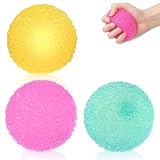 3Pcs Sugar Squishy Stress Relief Balls, Sensory Fidget Tools for Stress and Focus, Soft Textured Balls for Office and Relaxation Use, Includes Pink and Green Grass Balls Plus Yellow Lychee Ball