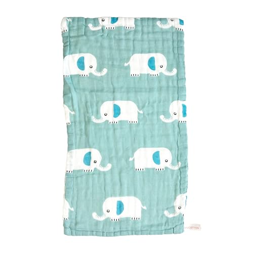 Image of BEMBIKA Fleece Throw Baby Swaddle Blanket, Muslin Burping Cloth and Cotton Washcloths Face Towel Combo for Newborn Infants - Sage Elephant (Pack of 3)
