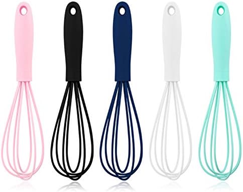 SEL NATURAL Silicone Whisk,Wisk Kitchen Tool,5pcs Mini Silicone Whisks for Cooking,High Heat Resistant to 500°F Non-Stick Cookware