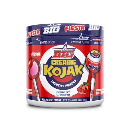 Big - Creabig Purest Creatine Kojak - Creatina Monohidratada, Rendimiento Físico Y Recuperación - Materia Prima Premium - Monohidrato De Creatina De Rápida Absorción, Vegana (340G, Cereza)