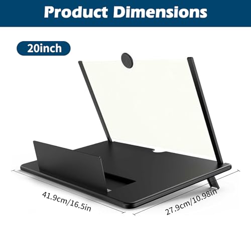 Lupa de pantalla para móvil de 20 pulgadas y soporte plegable negro 3