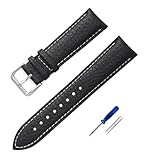 HuanJ Cinturino For Orologio Da Polso Modello Lychee Alla Moda Uomo E Donna 12mm 14mm 16mm 18mm 20mm 22mm Di Ricambio For(Black (white line),14mm)