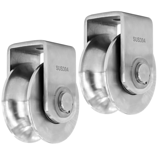2Pack U Pulley Block 3 Inch 304 Stainless Steel Roller Wheel
