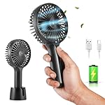 Gesto Mini Portable Usb Hand Fan or DC Fan – 3 Speed Modes Handheld Fan for Summer With 1200 mAh Battery| Rechargable Hand fan for Women| Portable Fan for Makeup,Kitchen, Indoor,Outdoor,Travel (Black)