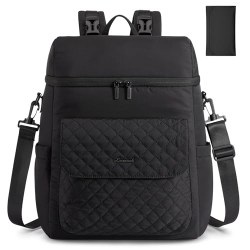 LOVEVOOK Diaper Bag Backpack, 3 in 1 Baby Bag with Changing Pad & Detachable Straps, Large Diaper Backpack for Mom Dad with Stroller Buckles, Black