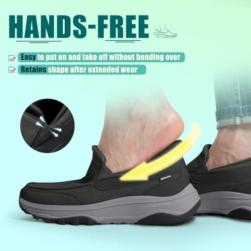 Image of Coostar Mens Slip On Canvas Loafers Arch Support Walking Orthopedic Shoes