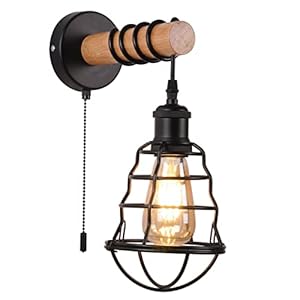 Vintage industriële wandlampen met trekschakelaar metalen kooi design wandlamp indoor effect wandspot E27 keramische…