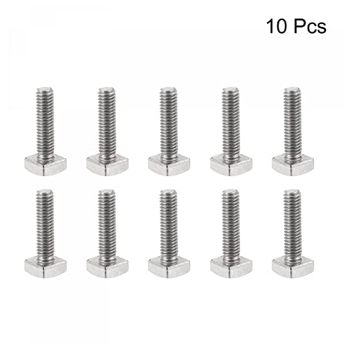 Image of uxcell Square Head Bolt, 10pcs M4x16mm Fully Thread 304 Stainless Steel Grade C Square Machine Screws