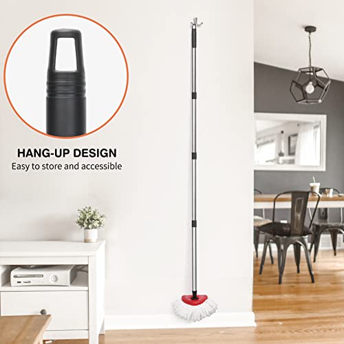 Kefanta Spin Mop Replacement Handle, 4-Section 30-To-58 Inch Mop Replacement Stick Compatible With Ocedar Mop Handle For Easy Wring Mop Refills, Black, American Screw #TOP5