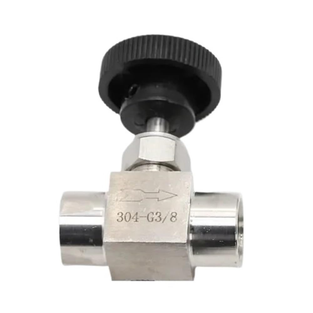 Yjqhody One Color Stainless Steel Control Valve 1 Piece Bsp3/8Inch Equal Shut Off Valve, 915 Psi Industrial Round Handle 304Ss Hydraulic Restrictor