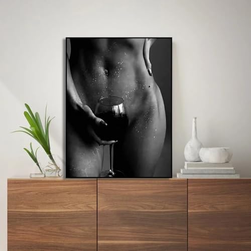 Impression sur toile femme buvant du vin | Toile haute définition salon 30x40 cm