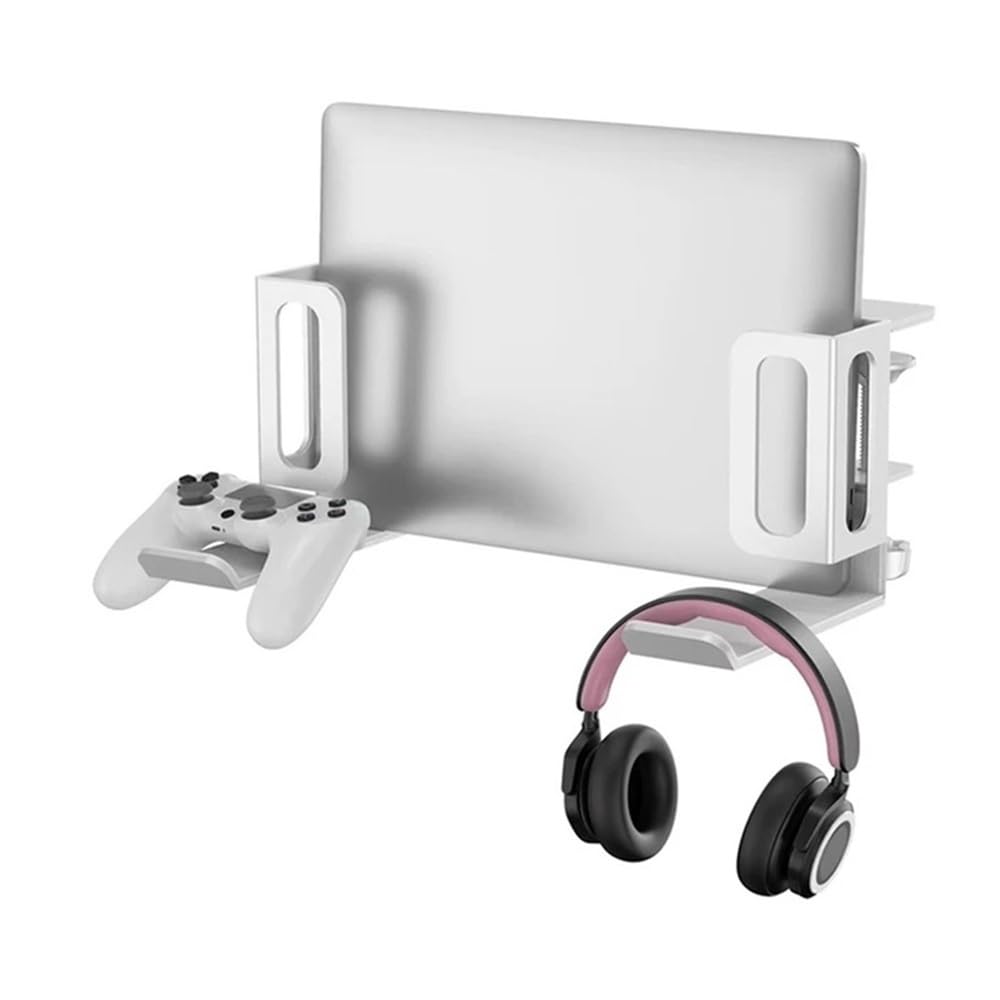 Organizzatore per Laptop da scrivania, Supporto per Laptop sotto la scrivania con Supporto per Cuffie e Supporto per Computer (Bianco)