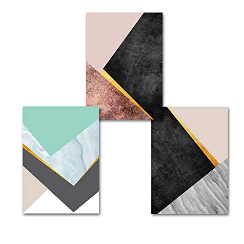 Mode Abstrait Géométrique Triangles Solution Mur Vide Salon 3pcs