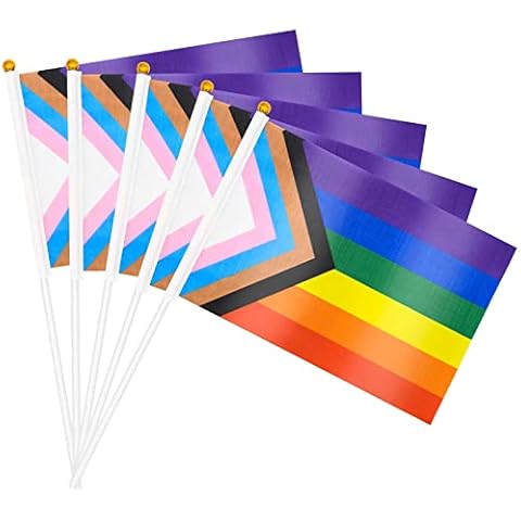 20 Pack Small Progress Pride Flag Stick 21 x 14 cm Cover