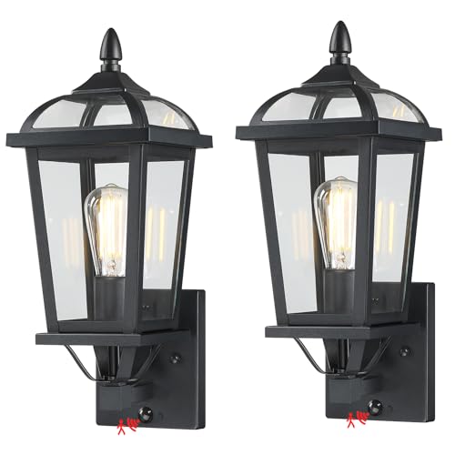 HausDee 2-Pack Motion Sensor Outdoor Wall Lantern, Dusk to Dawn Outside Modern Lighting Fixtures...