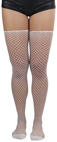 Image of ToBeInStyle Women's Seductive Punk Rock Basic Unfinished Rawedge Fishnet Thigh Highs
