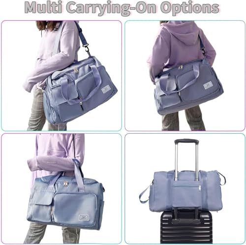 Image of CLAPONE 44 cms Gym Bag for Women Nylon Travel Bags for Women /Duffle Bags /Foldable, with Shoe CompartmentLuggage /Foldable Vanity Travelling Handbags /Gym Shoulder Bag /Duffle Bag(Blue-Gym Bag)
