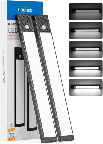 HIBOITEC Lampe de Placard, 50LED Dimmable Lampe Detecteur de Mouv...