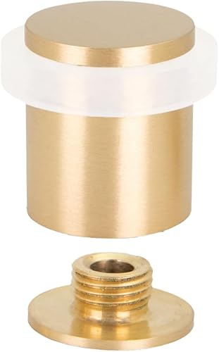 Door Stop Silicone Shock Absorber Made of Brass Threaded Base Includes Screw + Clamping Plug EVI Hardware (Matte Brass - White Rubber, 1,34" x