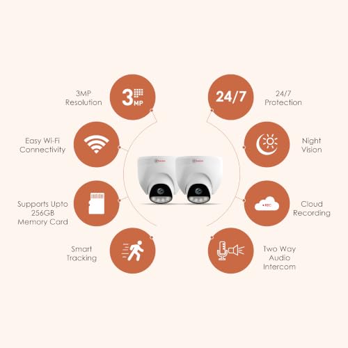 Image of Trueview 3MP WiFi Dome CCTV Camera Pack of 2 | Home & Office Security Camera | Human Detection | Two-Way Audio | Motion Alerts | Remote Monitoring | Cloud Storage Support | Alexa Compatible