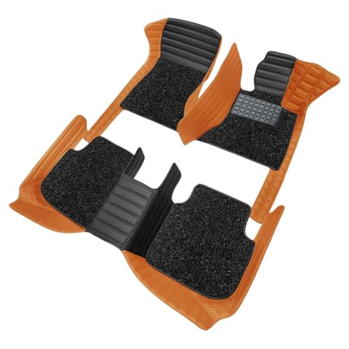 Image of 9D Combination Foot Mat | Waterproof | Anti-Slip | PU Leather | Full Coverage | All Weather | Custom Fitted | Car Mats | Compatible with Mahindra XUV700 2021 - Black AZ-Tan