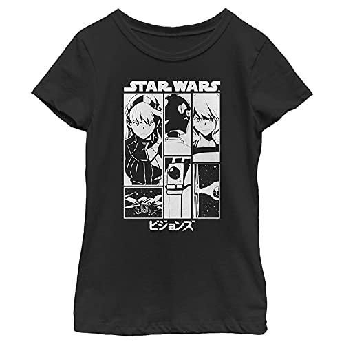 T-shirt Star Wars Visions pour fille en coton noir XL avec impression poster graphique