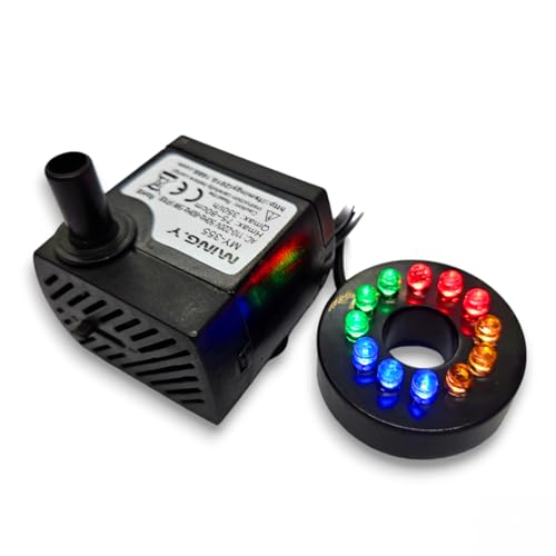 Motor Bomba Bombinha Submersa 5w 350l/h Fonte Aquário Com Luminária Luz 12 Leds