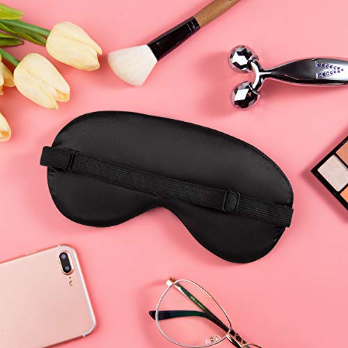 Audamp Schlafmaske Augenmaske Nachtmaske Verstellbarem Band Hautfreundlich Seide Ultraweiche Schlafbrille 1 Stück (Schwarz)