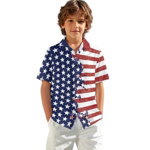 Upetstory Kids Button Down Shirt for Boys Size 1-16 Years Old Hawaiian Shirts
