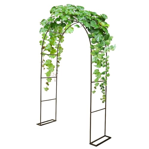 Gartenbogen aus Metall für Kletterpflanzen, verstellbare Pergola-Laube, 200220 cm hoch x 80350 cm breit, für den Außenbereich, Hochzeitsbogen, brauner Rosenbogen, Gartenlaube