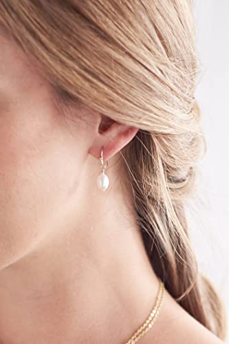 Metzakka Silver Threader Pearl Earrings Made With Natural Freshwater Pearl 925 Sterling Silver Hypoallergenic Dangle Earrings For Women Girls, (Silver) #TOP4