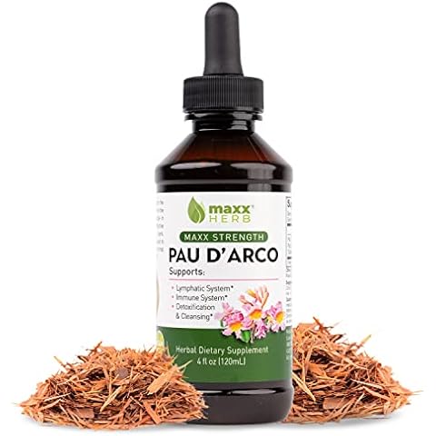 Maxx Herb PAU D'Arco Tincture - Max Strength PAU D Arco Extract for Immune Support, Taheebo Tea Inner Bark Absorbs Better Than PAU Darco Capsules – 4 Oz Bottle (60 Servings) Cover