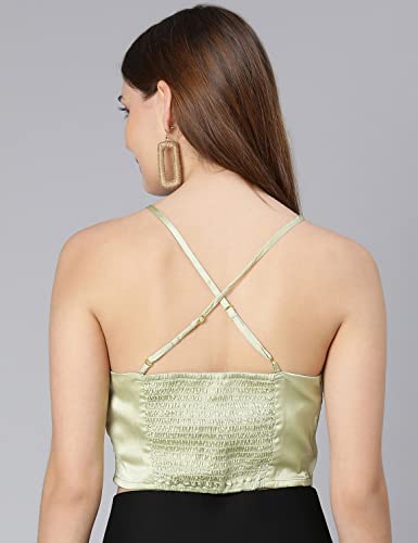 Image of oxolloxo Beige Shoulder Strap Women Satin Crop top
