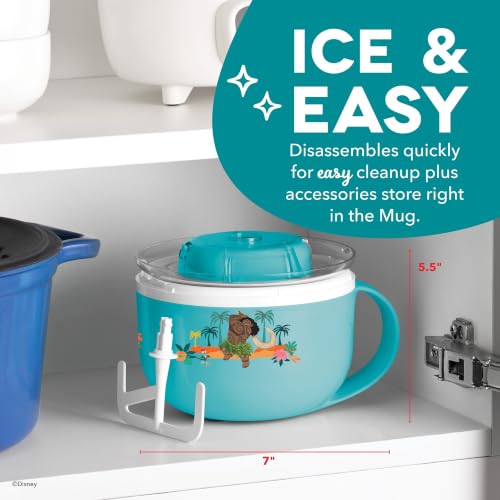 Image of Disney | Dash Moana My Mug Ice Cream Maker - Electric Countertop Soft Serve Ice Cream Machine, Single Serve Half-Pint Moana Mug with Ingredient Chute & Recipe Guide