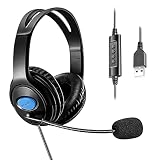 Afaneep Casque PC Filaire avec Micro Casque USB,Casque Micro PC Port USB pour PC/Mac - avec Microphone Antibruit, Contrôle en Ligne,Casque Professionnel pour Skype, Zoom, Téléphone, Centre D'appels