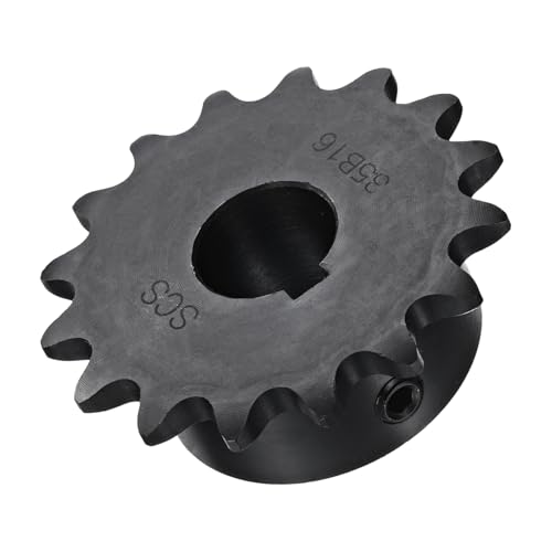 Image of uxcell #35 Chain Roller Sprocket B Type, 5 /8 inch Bore 16 Tooth Single Strand Chain Sprocket, Carbon Steel, Keyway with Set Screws