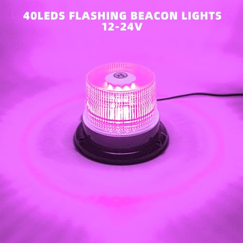 Image of 1-Pcs Purple LED Beacon Lights for Funeral Escort Truck Vehicles Car, 12-24V Warning Safety Flashing Emergency Strobe Mini Light Bar with Magnetic Base