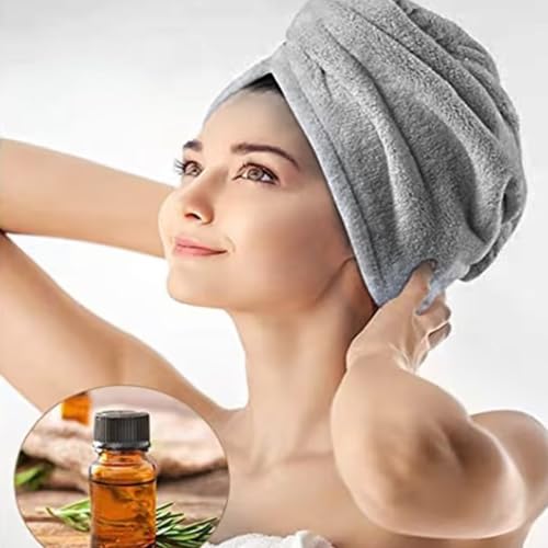 Arcjunys Mikrofaser Haarturban Turban Handtuch mit Knopf Schnelltrocknend Haarhandtuch Haar Handtuch Kopfhandtuch Microfibre Hair Towel für Alle Haartypen Grau