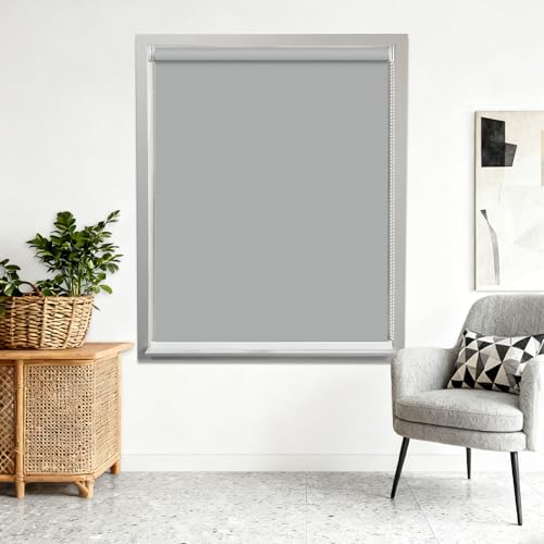 Estor Opaco 112 x 160 cm Protección Privacidad Estores Noche y Día Premium Fácil de Instalar para Janela Sala de Estar, Quarto, Sala de Jantar, Cozinha, Casa, Gris Claro