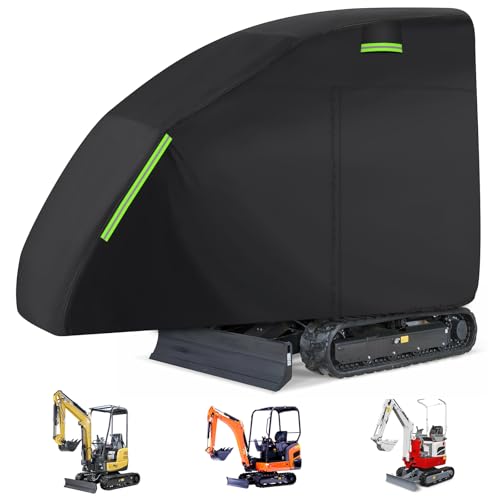 Mini Excavator Cover for Bobcat E20/Kubota KX015-4/John Deere 17 P/Takeuchi TB210R/Yanmar ViO17 Waterproof Sun Rain Dust Snow Protection Excavator Cover with Zipper Door-Black