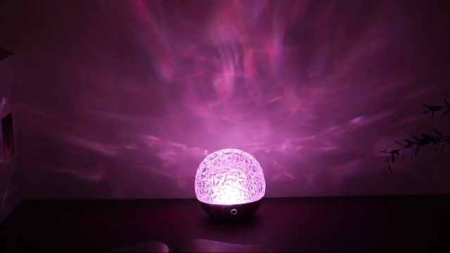 Image of Northern Lights Ocean Wave Table Lamp Projector, 16 Colors Dynamic Rotating Underwater Wave Lights, Rounded Aurora Glow Projector Night Light with Remote Control for Bedroom Bed Kids Adults Baby Room
