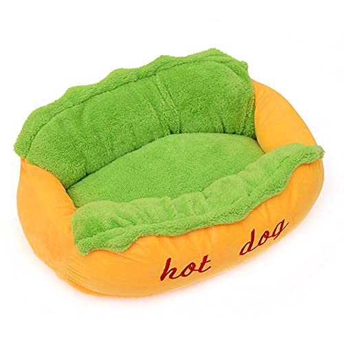 Syfinee Hot Dog Bett für große Hunde und Katzen, weiche PP-Baumwolle, warm, weich