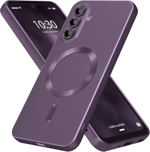 Image of DIZORO Samsung A37 Case, Compatible with MagSafe Back Cover, Matte Luxury Metallic Luster Flexible TPU Wireless Charging Shockproof Case with Camera Protector - Deep