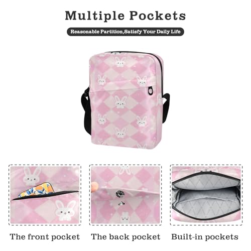 men's messenger bag Small Crossbody Bags Women's Purse Adjustable Strap for outdoor sports outdoor sports- Pastel Rabbit Peach2