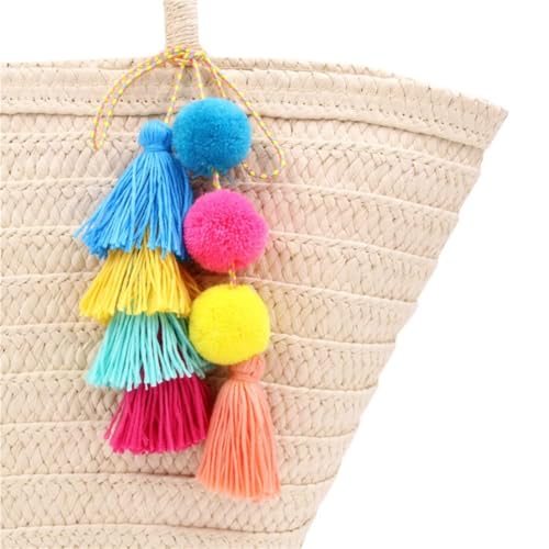 QTMY Colorful Tassel Bag Charm for Women,Layered Tassel Keychain Keyring Purse Handbag Decor Pendant (5)
